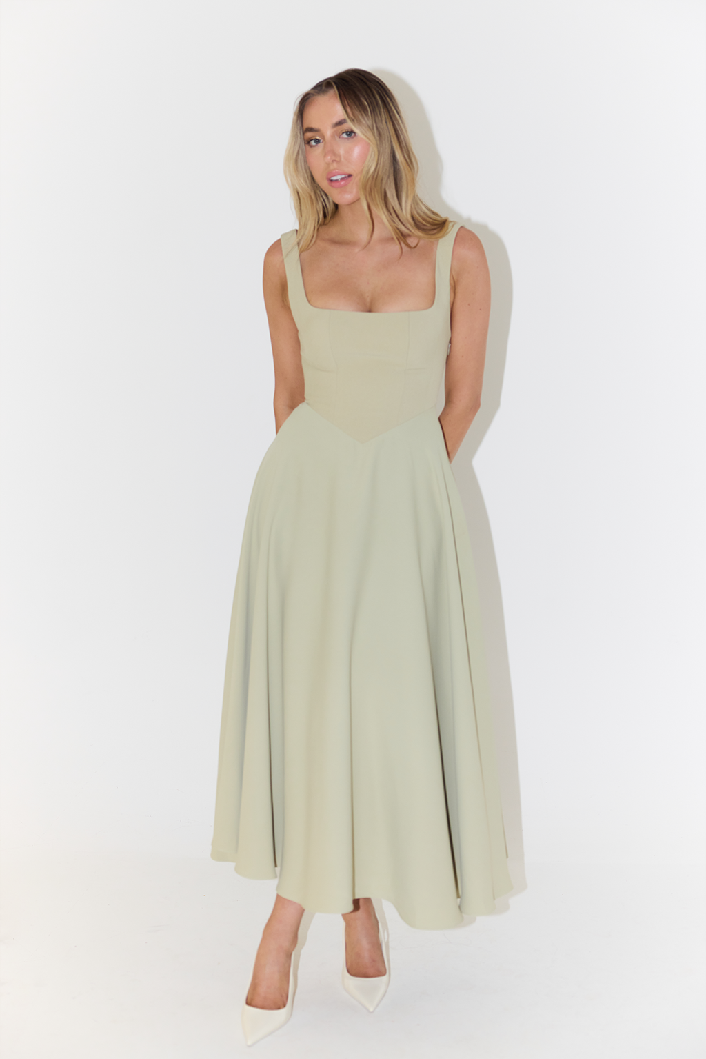 WhitneyDress™ | Vierkant Hals Midi Jurk