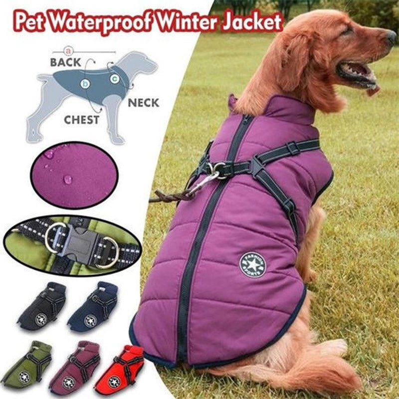 PuddlePaws® Waterdichte Winterjas voor Honden met Ingebouwd Harnas